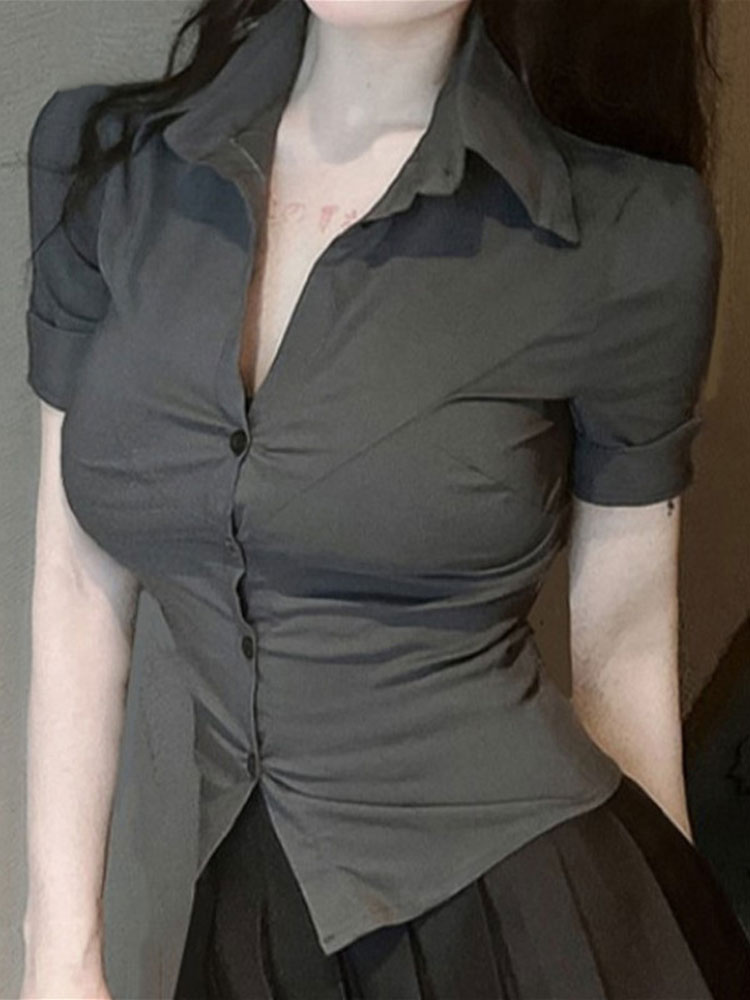 Street Fashion Now - Fashion Woman Blouse Elastic Slim Body
