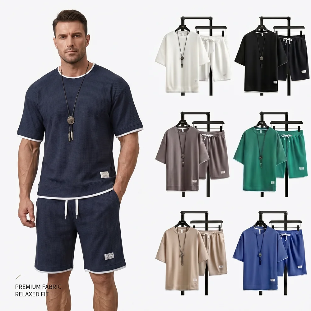 Street Fashion Mood - Summer Men's Waffle Knit Tracksuit Oversized