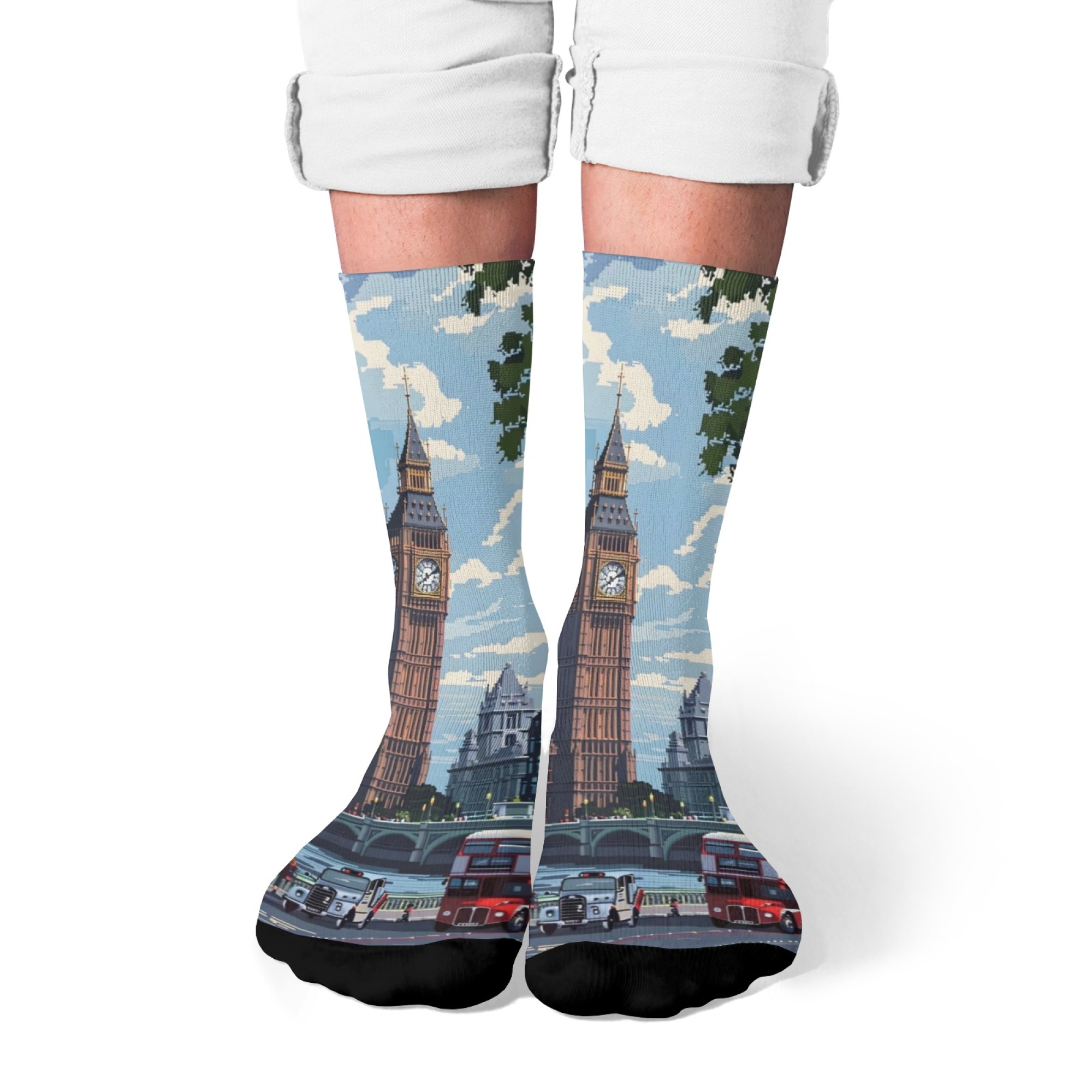 Street Fashion In London - Comic-Style London Street Men's Socks Novelty