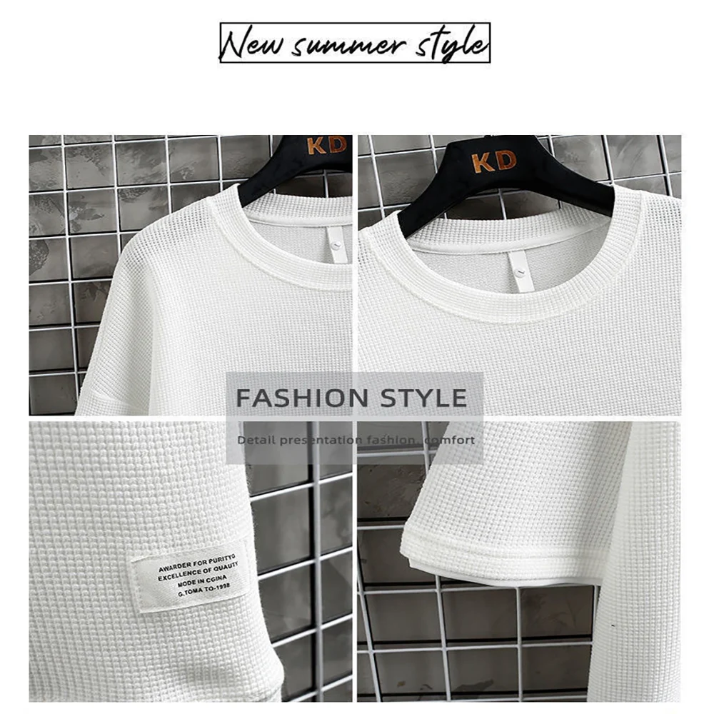 Summer Men's Waffle Knit Track - Street Fashion Mood ulasan dan harga