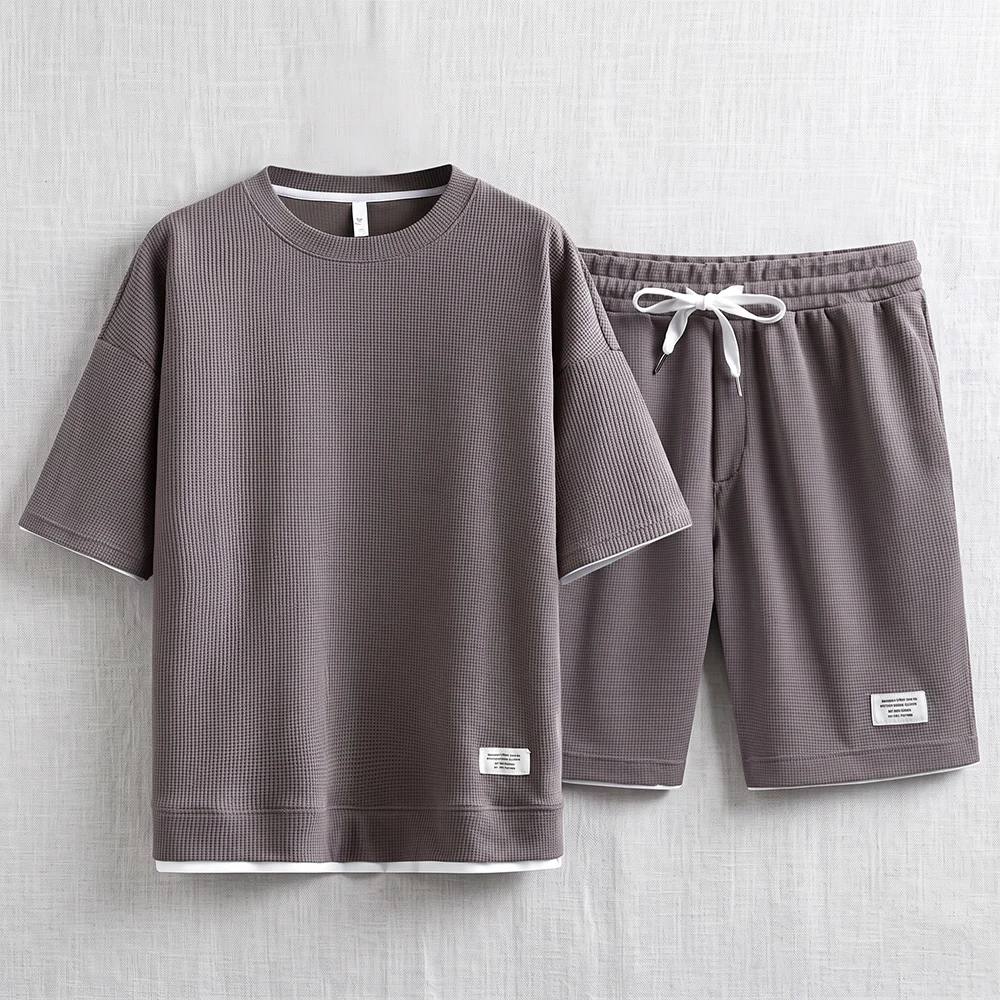 Summer Men's Waffle Knit Track - Street Fashion Mood ulasan dan harga