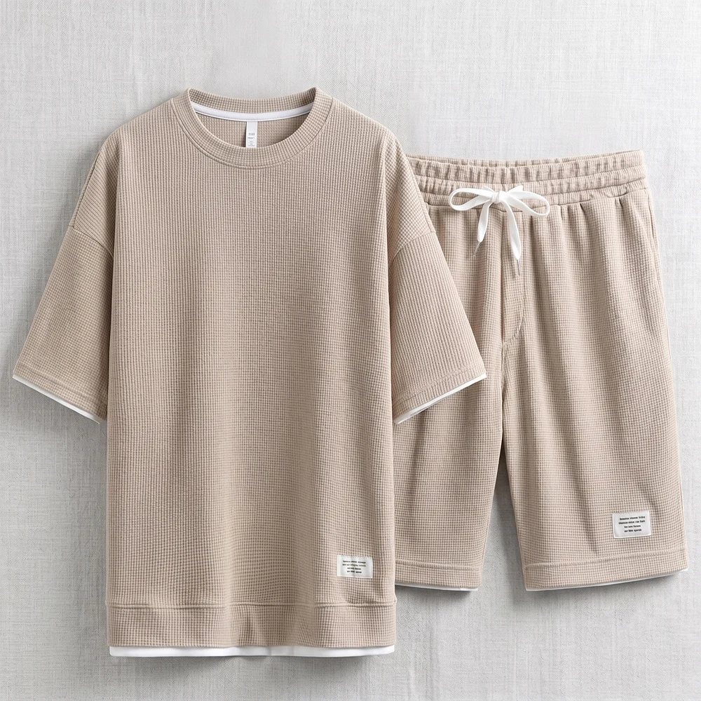 Summer Men's Waffle Knit Track - Street Fashion Mood ulasan dan harga