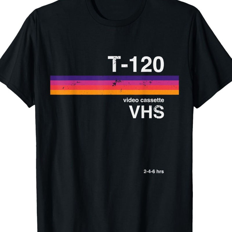 Retro VHS Video Pattern T-shir - Street Fashion Videos ulasan dan harga