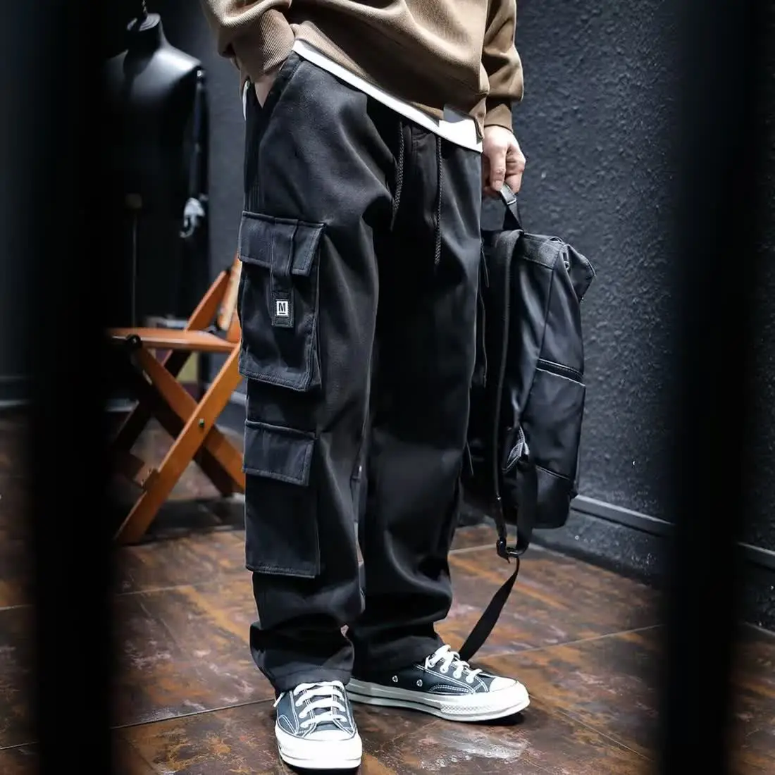 Wide Multi Pocket Trousers Man - Cargo Pant Wide ulasan dan harga