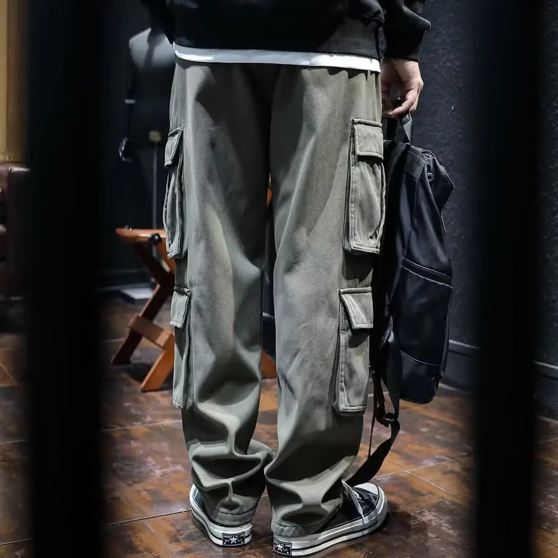 Wide Multi Pocket Trousers Man - Cargo Pant Wide ulasan dan harga