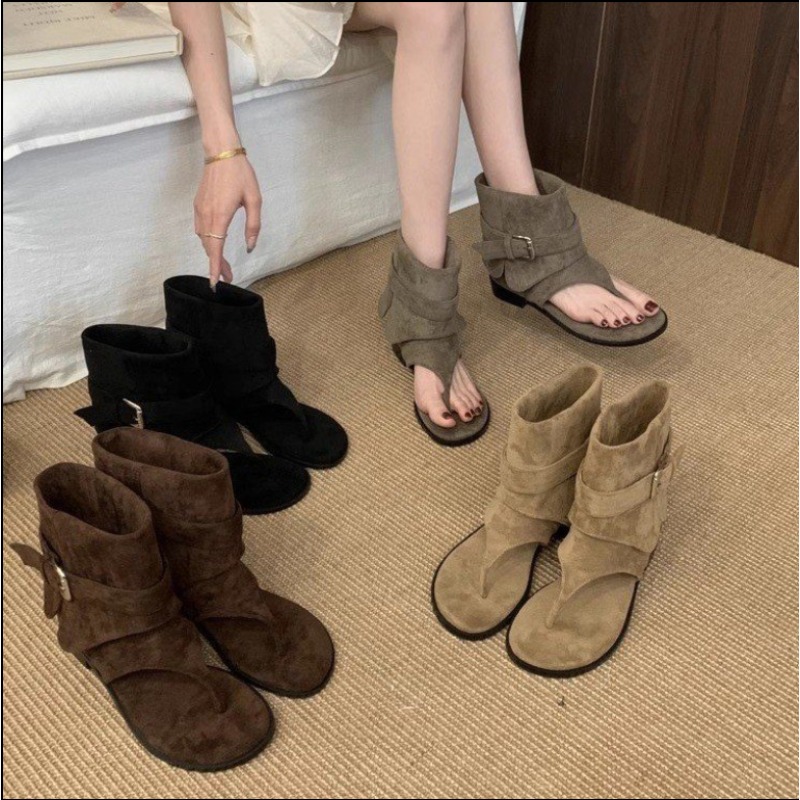 2025Spring Clip Toe Flats Sand - Street Fashion Trends ulasan dan harga