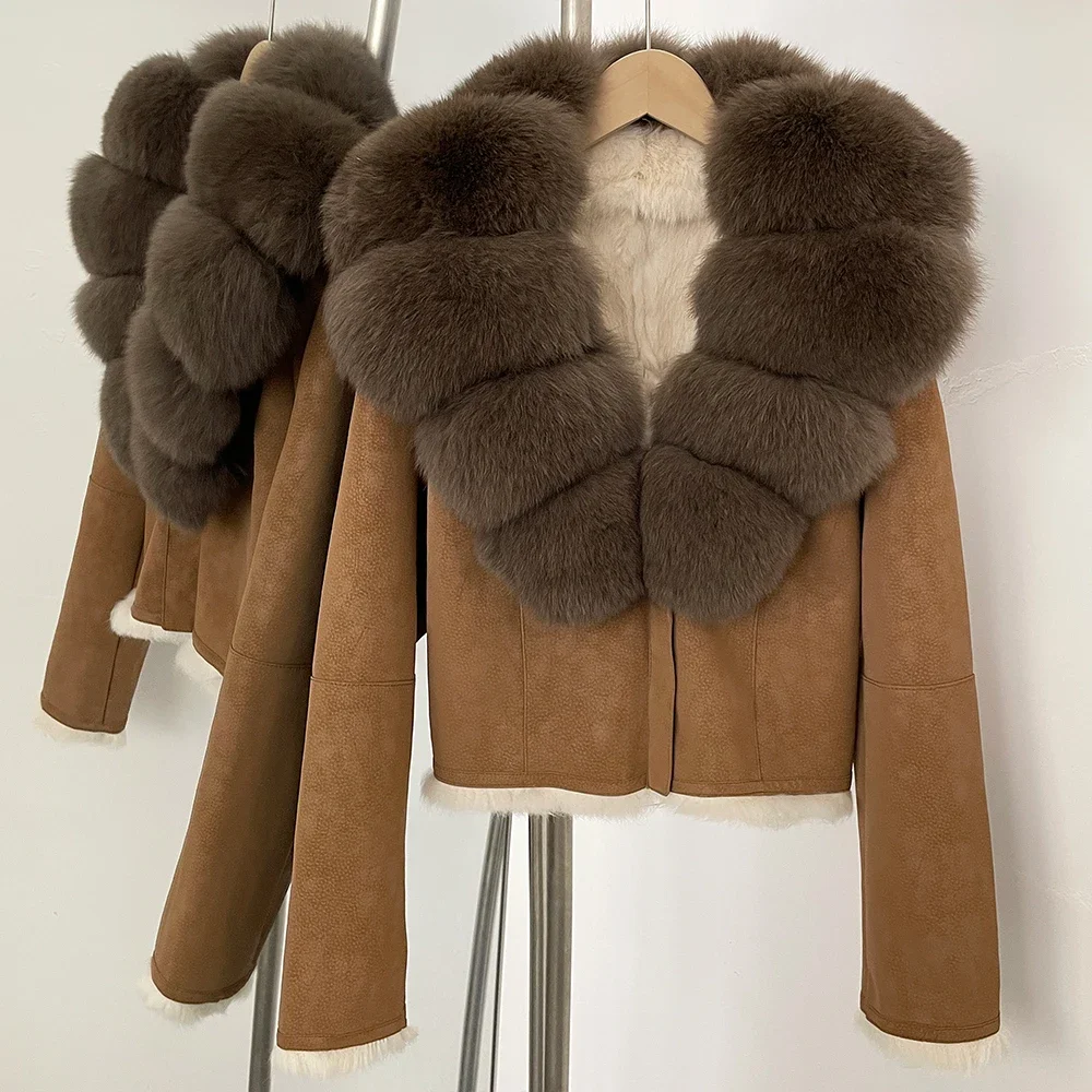 OFTBUY Natural Fox Fur Collar  - Street Fashion Official ulasan dan harga