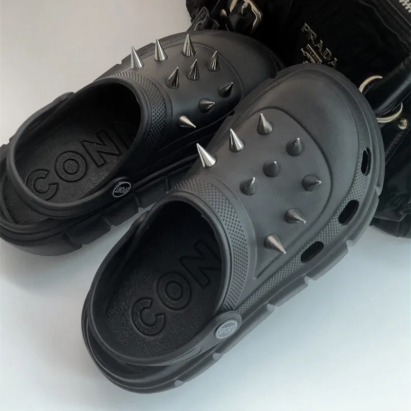 Y2K style Rivet Hole Shoes Wom - Street Fashion Trends ulasan dan harga