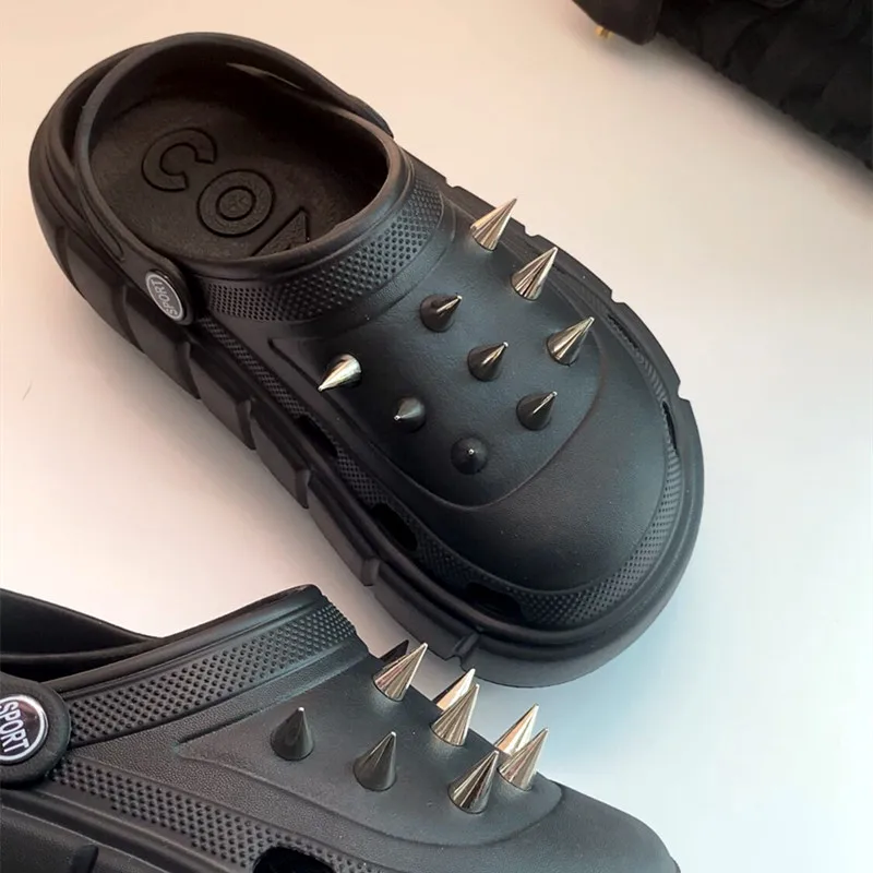 Y2K style Rivet Hole Shoes Wom - Street Fashion Trends ulasan dan harga