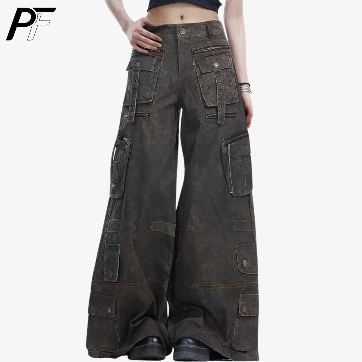 Grunge Techwear Wide Leg Cargo - Cargo Pant Wide ulasan dan harga