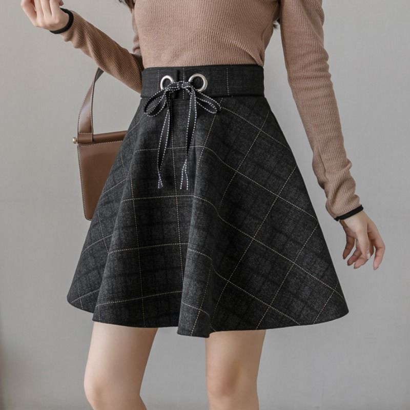 High Waist Plaid Vintage Short - Street Fashion Now ulasan dan harga