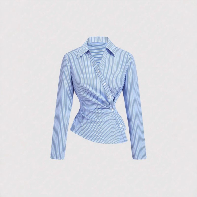 Fashion Striped Shirt For Fema - Street Fashion China Girl ulasan dan harga