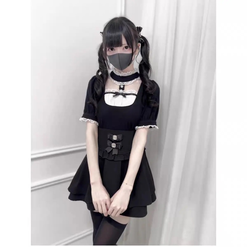 Gothic Sweet Ruffle Lace Plaid - Street Fashion China Girl ulasan dan harga